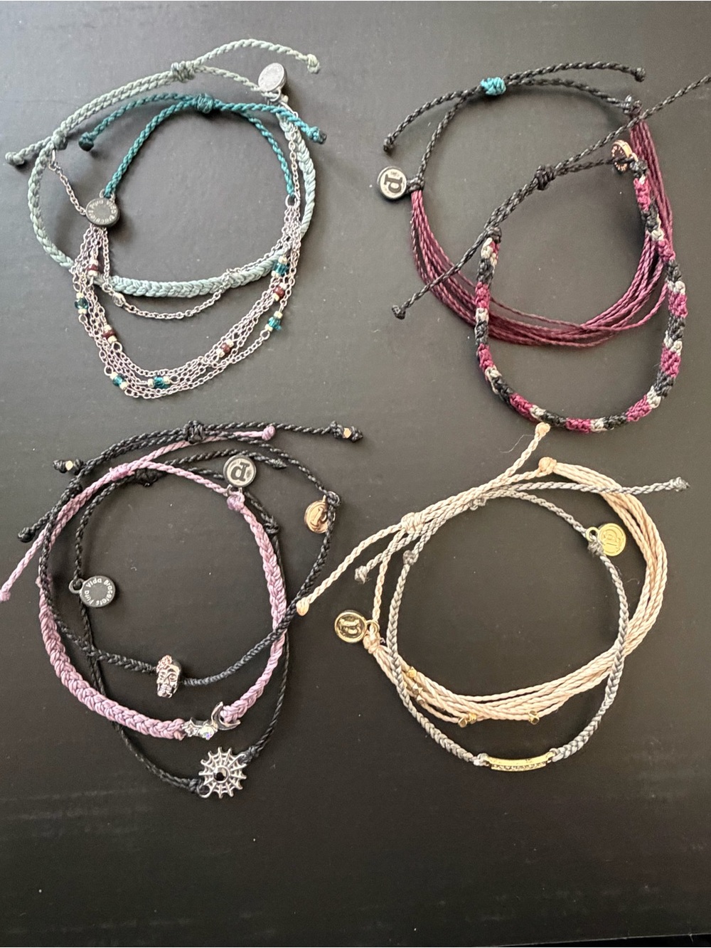 9 Pure Vida Woven Bracelets Skull Spider Web Moon Star GUC